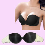 Backless, Strapless Invisible Bra With Adhesive Wings - Size D- Black