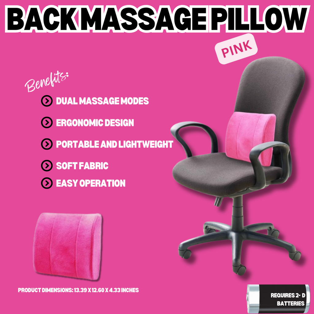 Back Massage Pillow (Pink) - Two Massage Modes