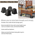 Bed Lifters - 4 Piece Set - Black