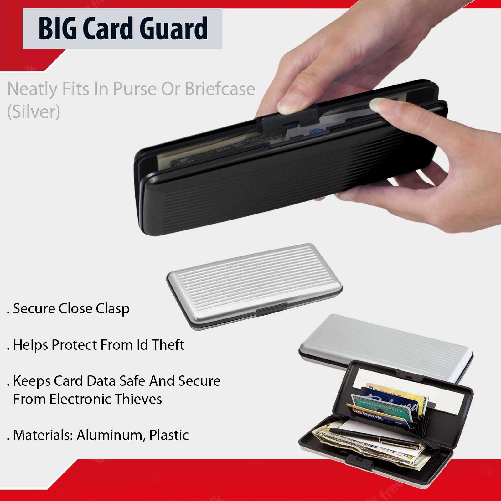 Big Card Guard Cards And Cash Safe RFID Block Close Clasp