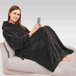 Cuddlee Blanket with Sleeves in Black