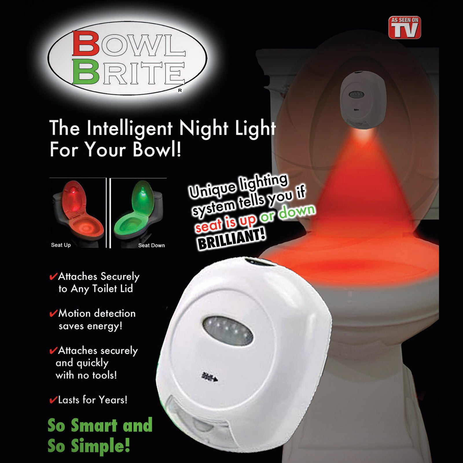 Bowl Brite Motion Activated Toilet Night Light * As Seen on TV