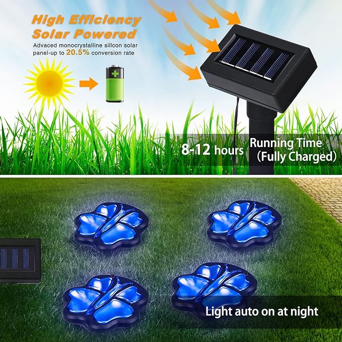 Ideaworks Solar LED Butterfly Lights - Decorative Gardening 4 Piece Set