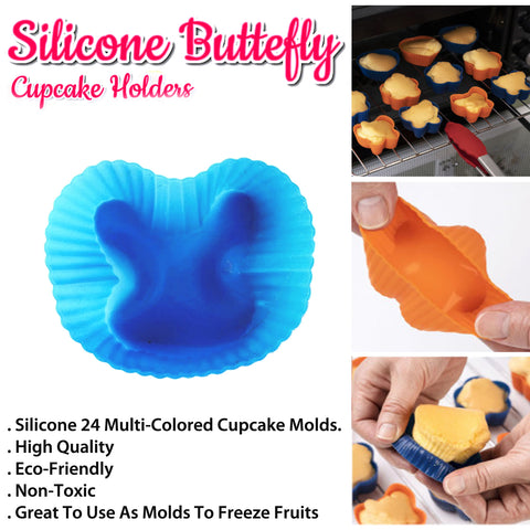 Butterfly Shaped Silicone Cupcake Molds- 24 Pack
