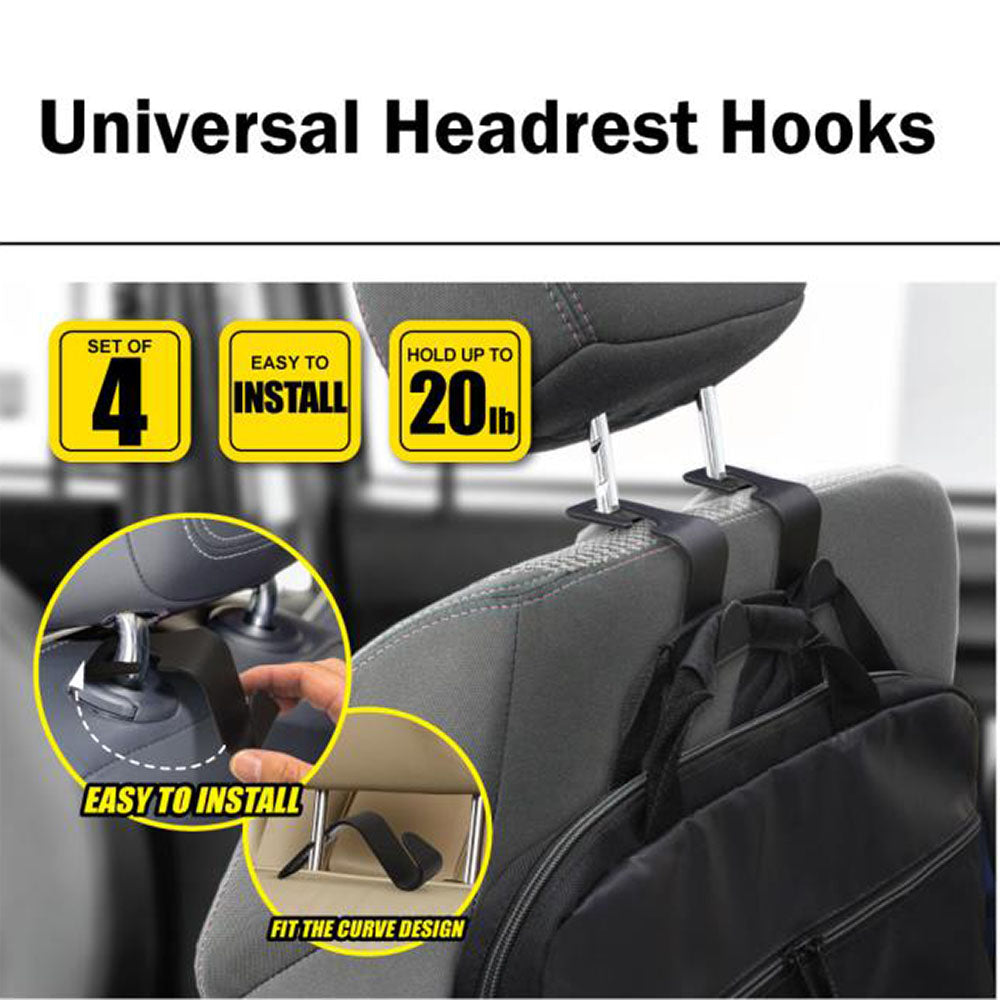 Universal Headrest Hooks - Set of 4