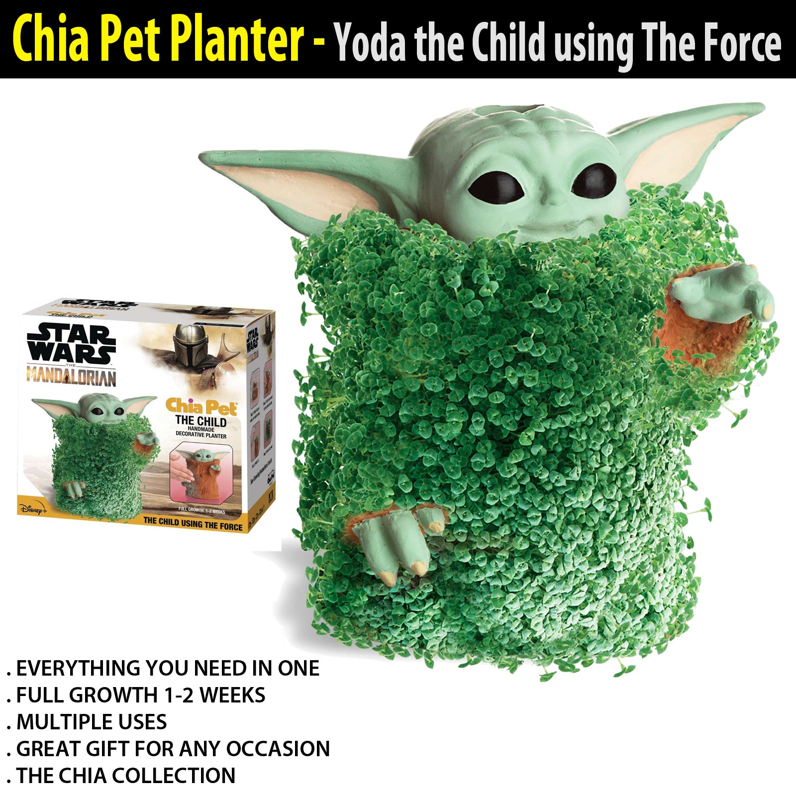 Star Wars The Mandalorian The Child Baby Yoda Chia Pet Decorative Planter