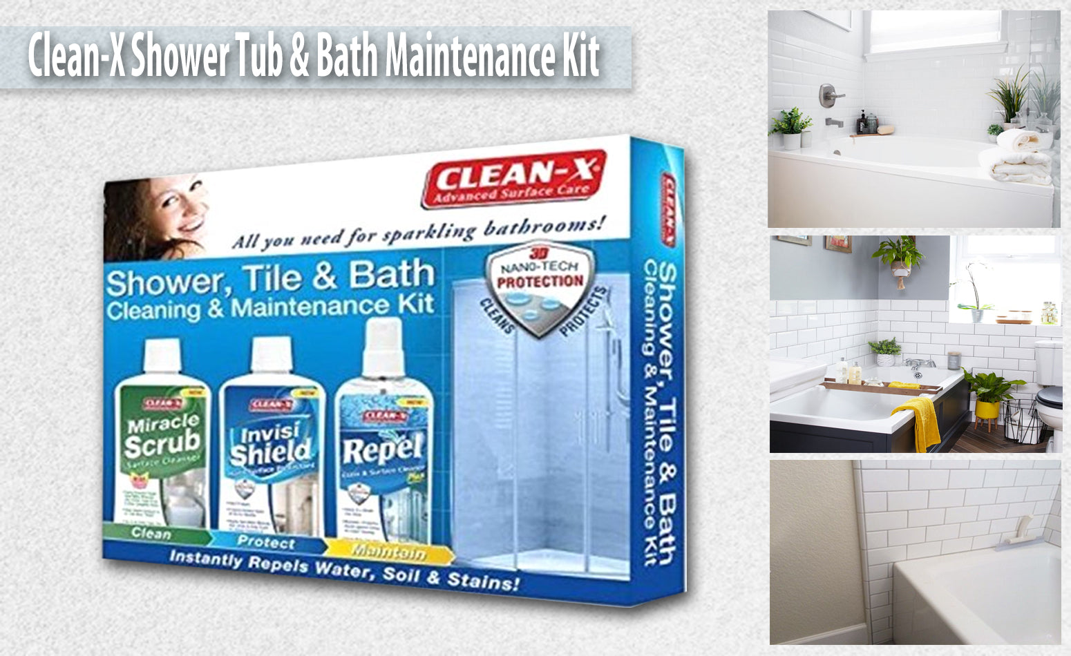Clean X Clean-X Shower Tub & Bathroom Maintenance Kit Stain Cleaner