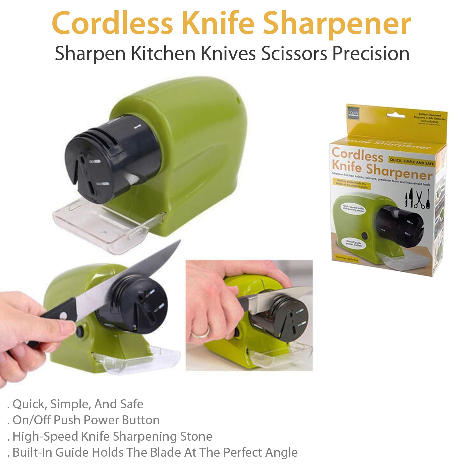Cordless Knife Sharpener - Quick, Simple, and Safe | Handy Helpers