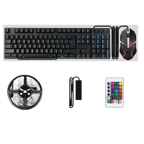 CYLO Gaming Set with Keyboard, Mouse, and LED Light Strip