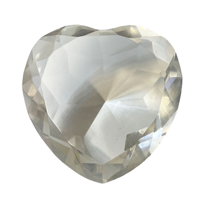 Glass Diamond Heart Jewel Paperweight- Clear (80mm)