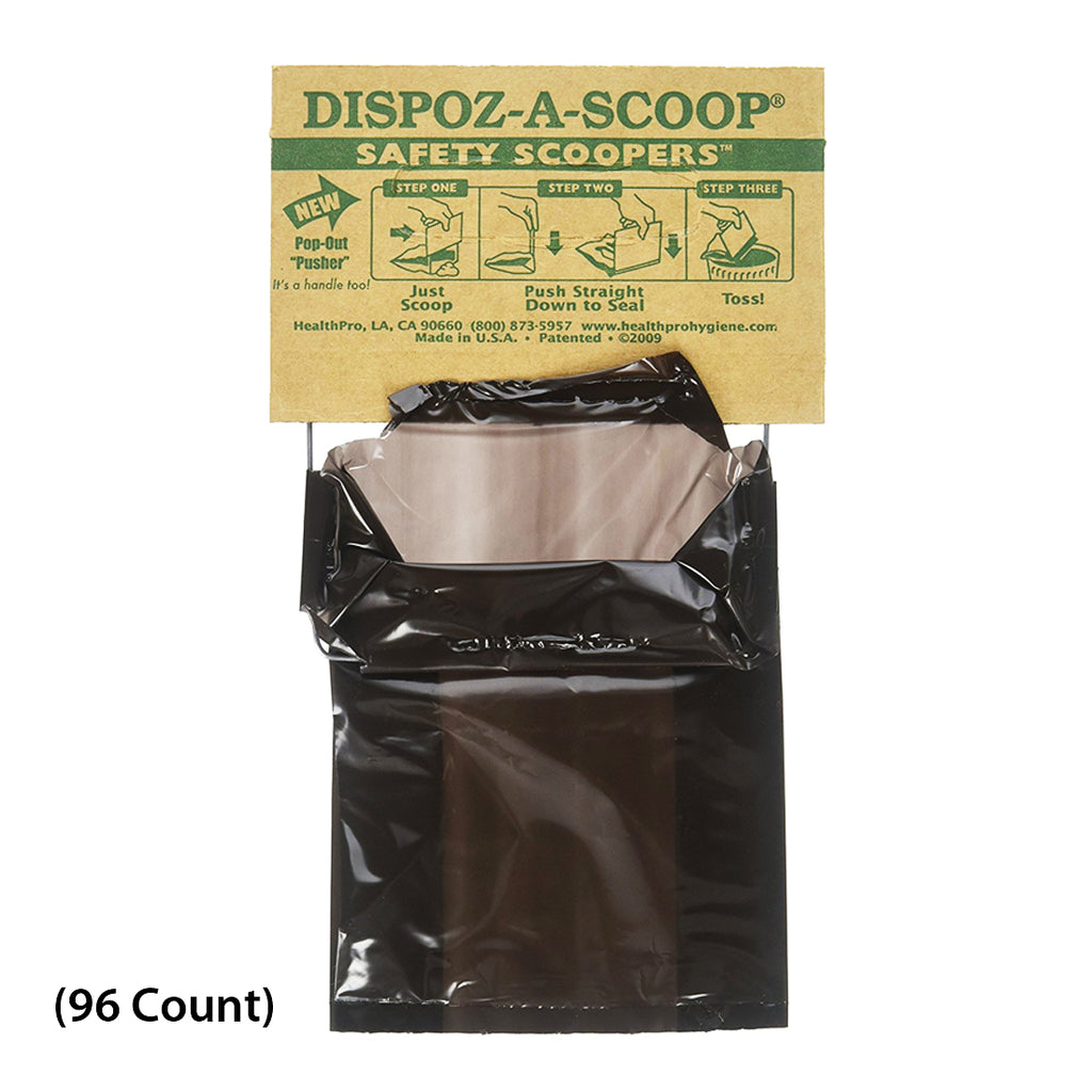 HealthPro Dispoz-A-Scoop – No Touch, No Mess, No Odor, Sanitary Dog Poop Scoopers –  96 Pack