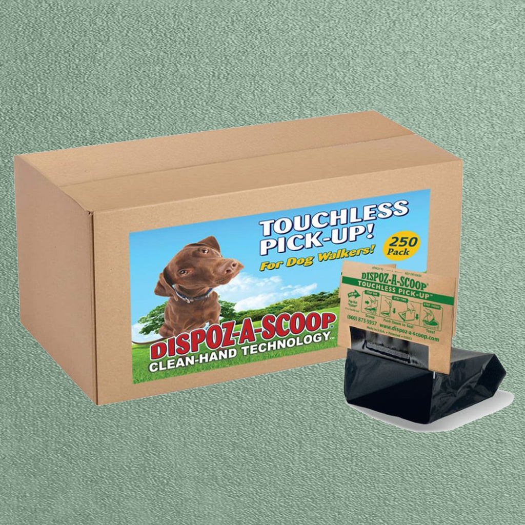 HealthPro Dispoz-A-Scoop – No Touch, No Mess, No Odor, Sanitary Dog Poop Scoopers –  250 Pack