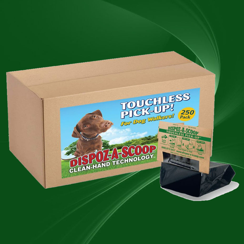 HealthPro Dispoz-A-Scoop – No Touch, No Mess, No Odor, Sanitary Dog Poop Scoopers –  250 Pack