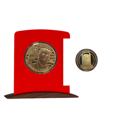 Donald Trump 2024 Commemorative Coin [17698T] – Gold-Layered Collectible with Display Case and Certificate