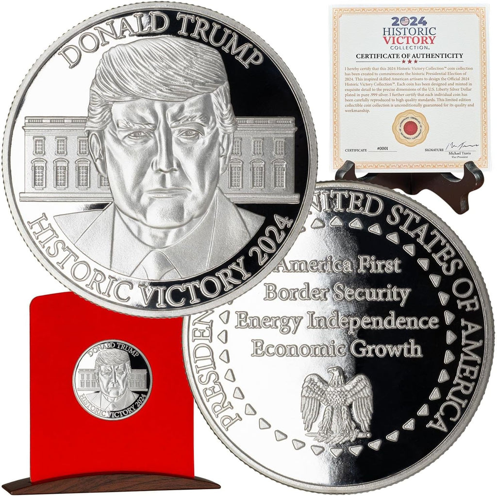 Donald Trump 2024 Commemorative Coin Gold Collectible Display Case Certificate