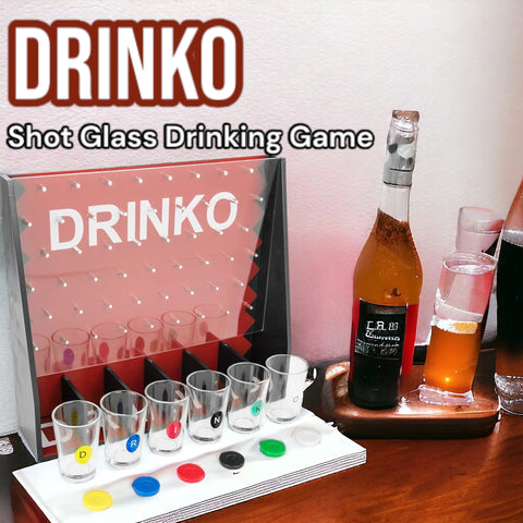 DRINKO Shot Glass Drinking Game Fun Glass Party Game for Groups Couples 6 Shot Glasses 6 Color