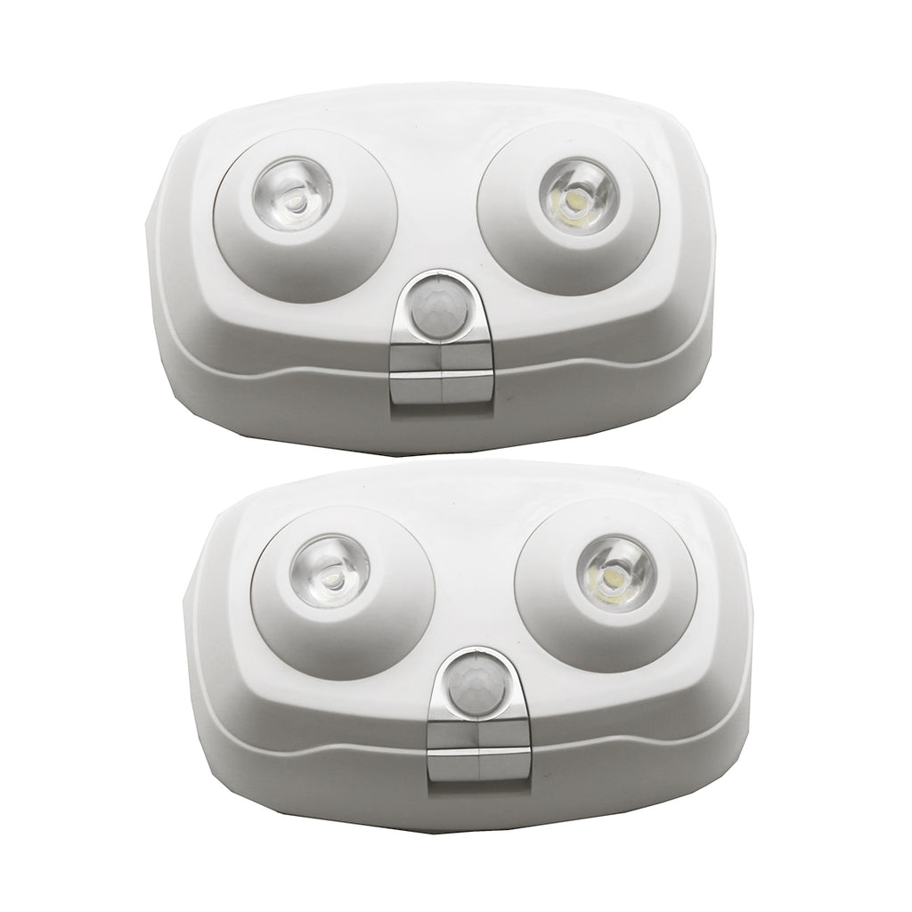 Dual Head Motion Sensor Light-Battery Operated Adjustable Motion Sensing 2 Pack