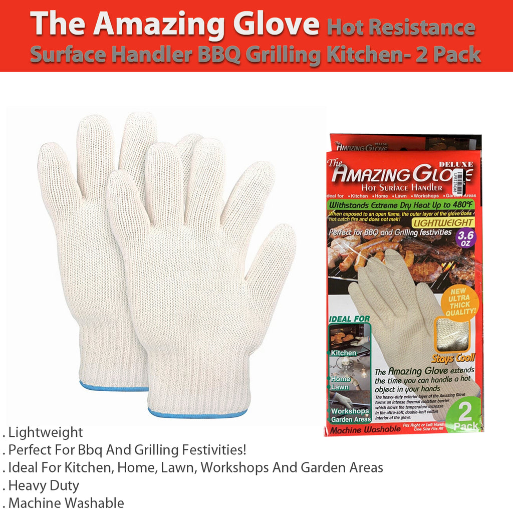 The Amazing Glove Hot Resistance Surface Handler BBQ Grilling Kitchen- 2 Pack