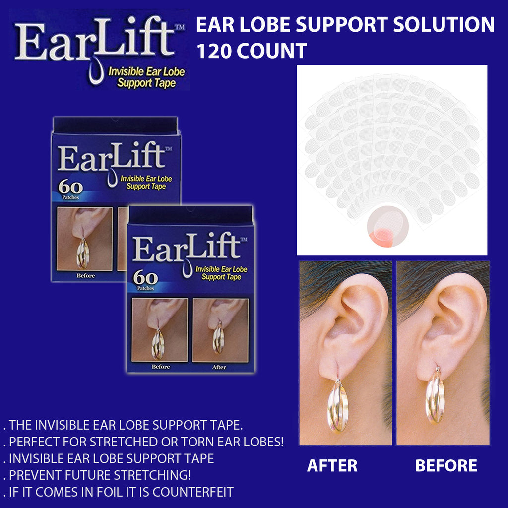 Lobe Wonder - Heavy Earring Support Patches Stretched Ear Lobe Piercing 60  Patches - 1 Pack