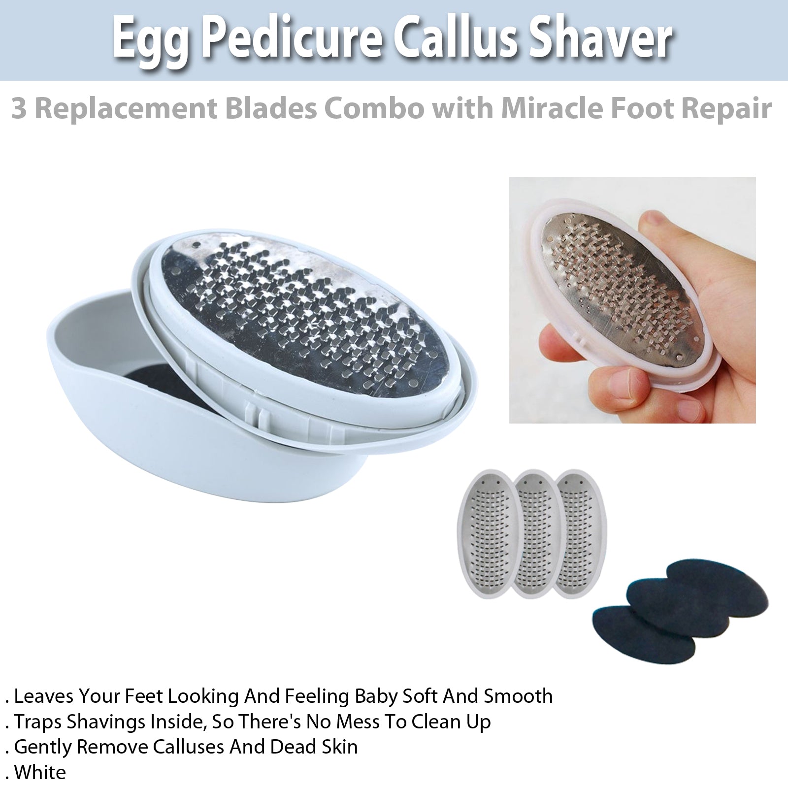 Foot Razor Installation Egg Pedicure Callus Shaver Foot Rasp File for Hard Skin