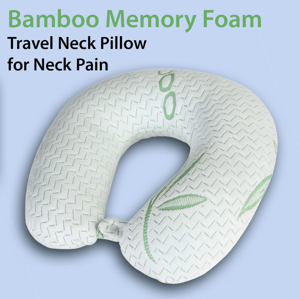 Bamboo Memory Foam Travel Neck Pillow