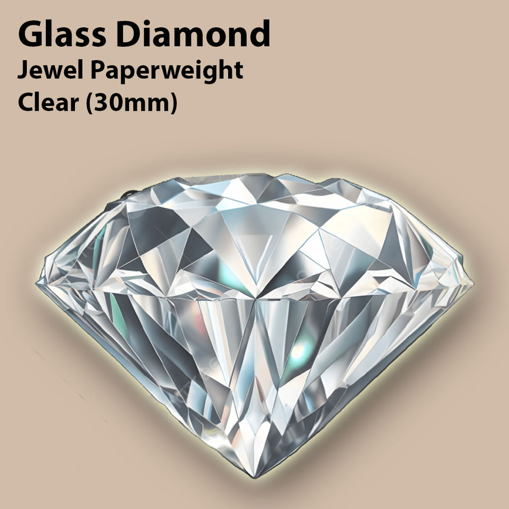 Glass Diamond Jewel Paperweight- Clear (30mm)