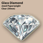 Glass Diamond Jewel Paperweight- Clear (30mm)