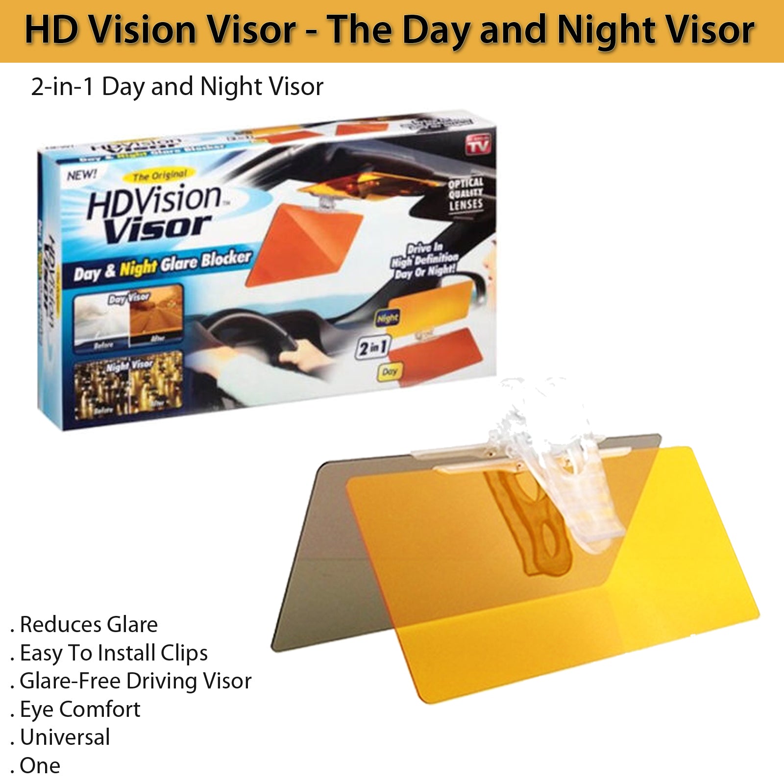 Car Sun Visor HD Anti Glare Dazzling Goggles Day Night Vision