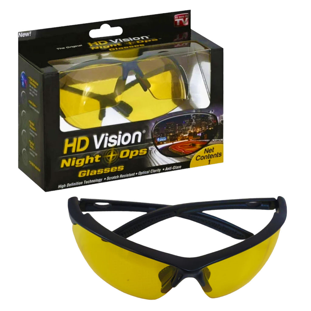 HD Vision Night Ops Lenses Sunglasses- Unisex- Adult- Black