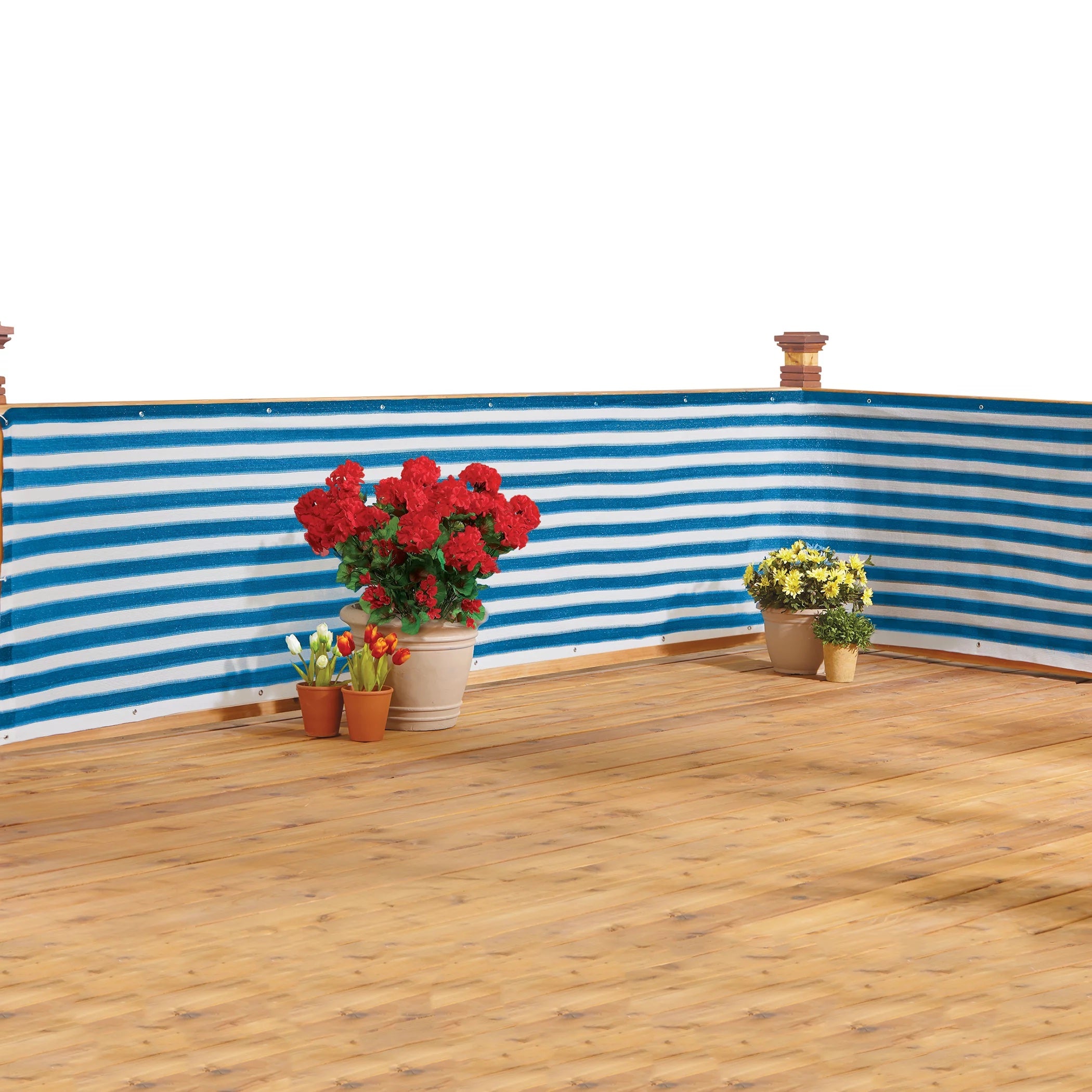 Ideaworks Deck & Fence Outdoor Garden Patio Privacy Screen-Blue/White