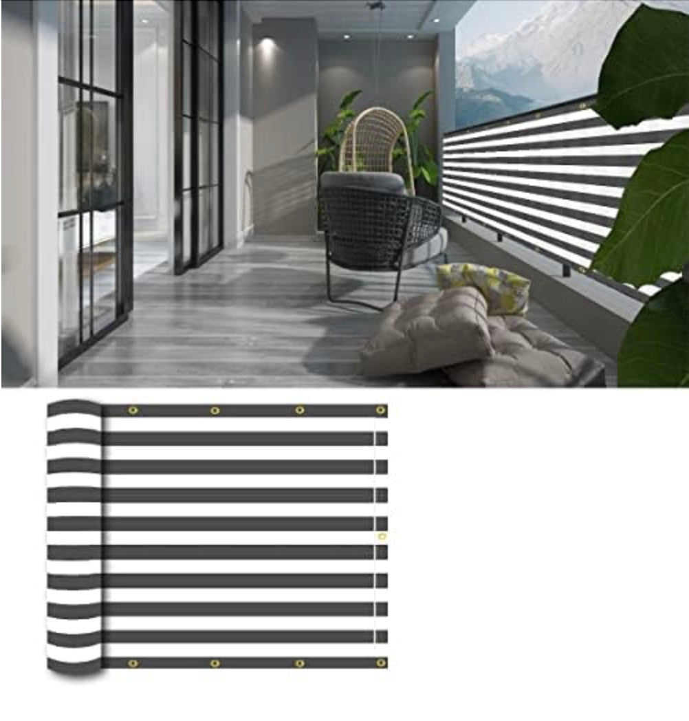 Ideaworks Deck & Fence Privacy Screen- Black and White Stripes