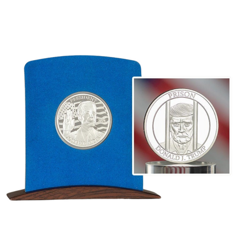 Joe Biden 2024 Collectible Medallions – 2-Pack Gold & Silver-Tone Souvenir Set with Display Holders and Certificates – Political Keepsake for Collectors and Supporters