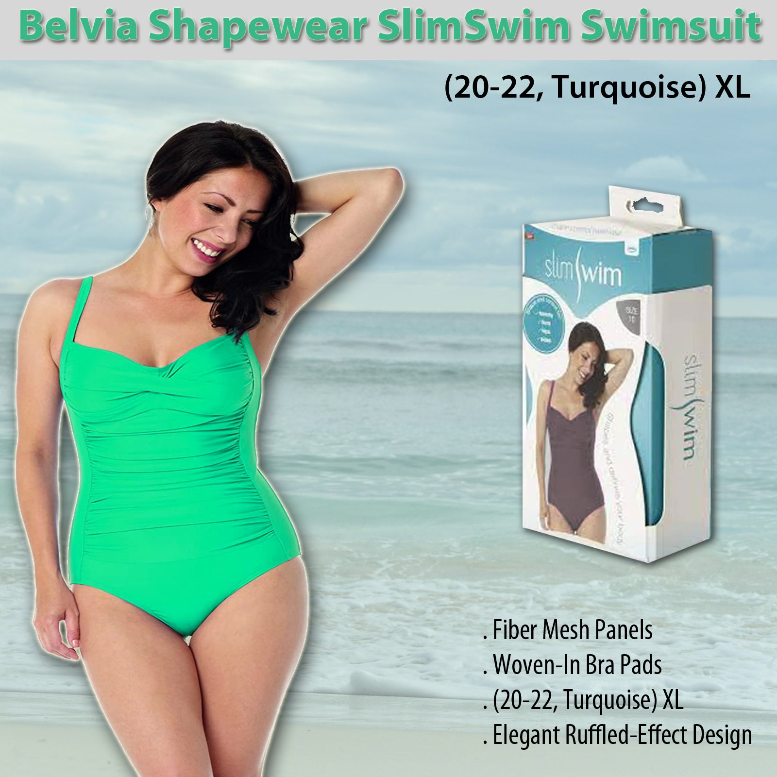 Shapewear Slimswim Tummy Control Swim Suit (Turquoise) XL