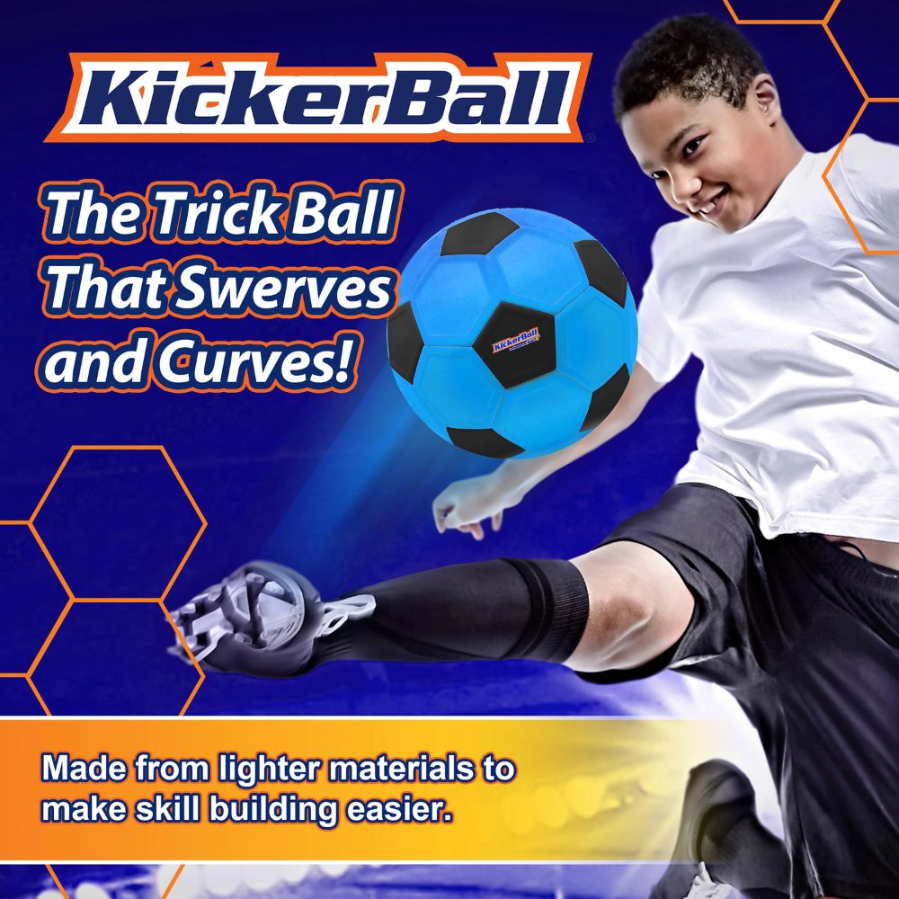 KickerBall by Swerve Sports – Curve & Trick Soccer Ball – Electric Blue
