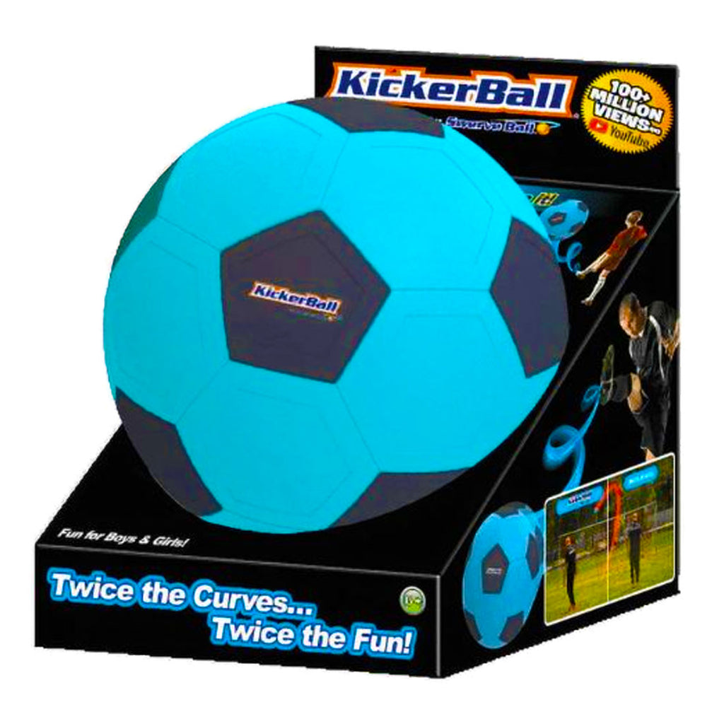 KickerBall by Swerve Sports – Curve & Trick Soccer Ball with Air Pump – Electric Blue