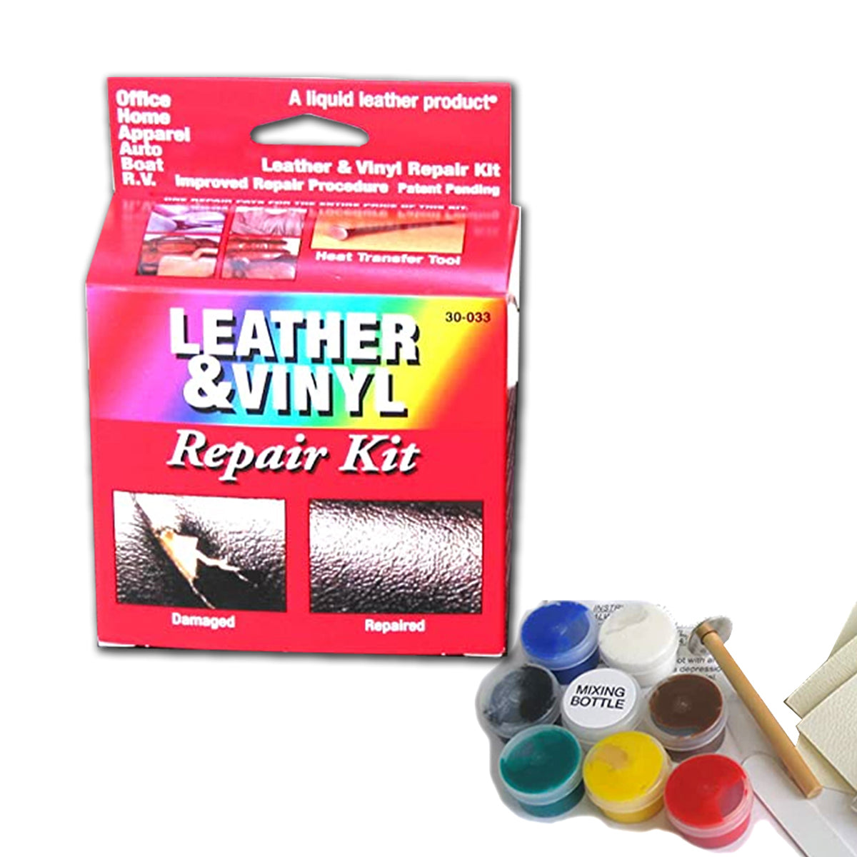 Liquid Leather Air-Dry Repair Kit (30-123) - Repair Tears, Cuts, Burns - 7  Color Options - Special Tool Included