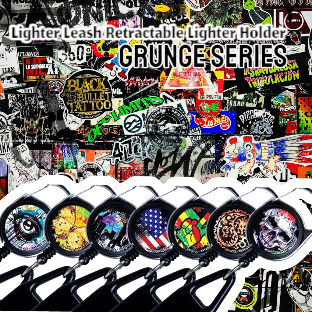 Premium Lighter Leash Retractable Lighter Holder - Grunge Series - Assorted Design(1)