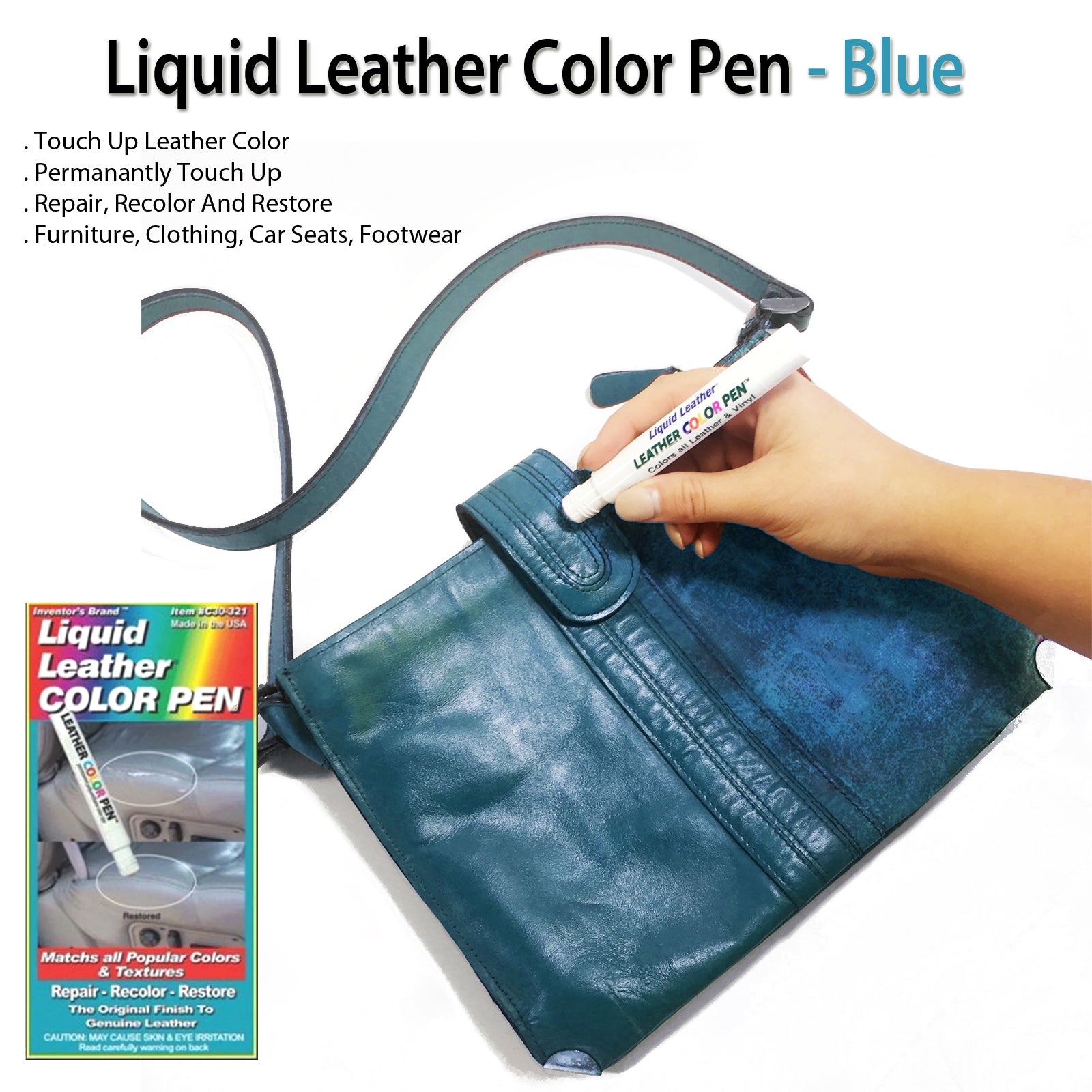 Liquid Leather Color Pen Repair Color Wears Off- Blue Pen