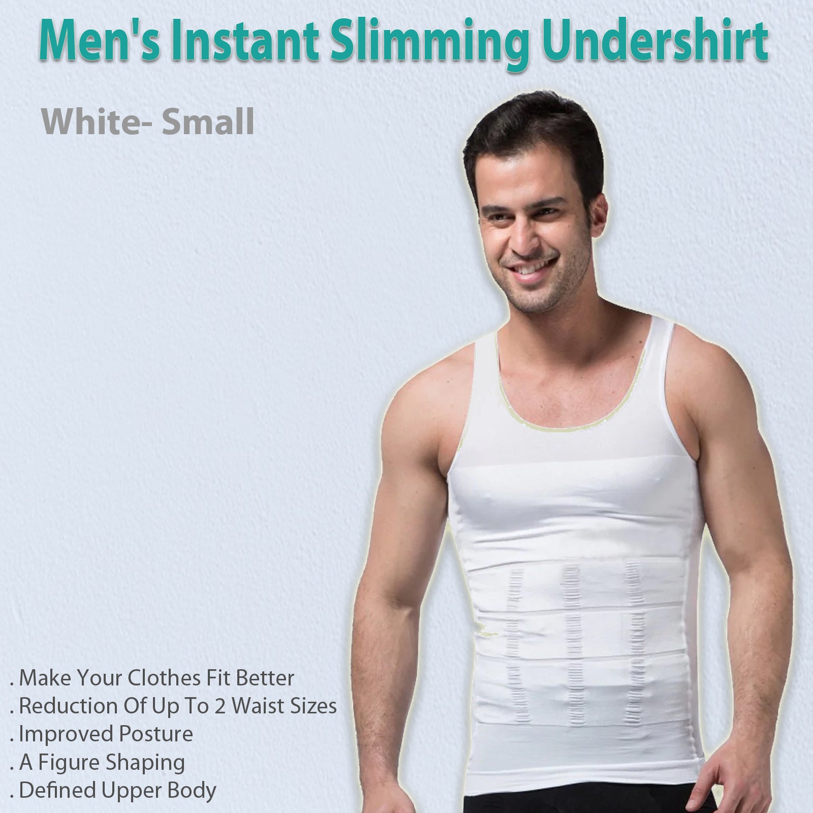 Men's Instant Slimming Undershirt Body Shaper White- Small