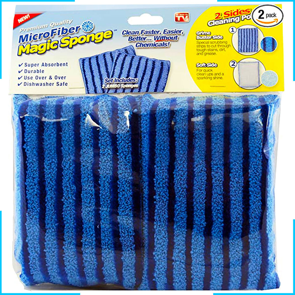 Magic Microfiber Jumbo Sponges - 2 Pack: Heavy-Duty Cleaning Made Easy
