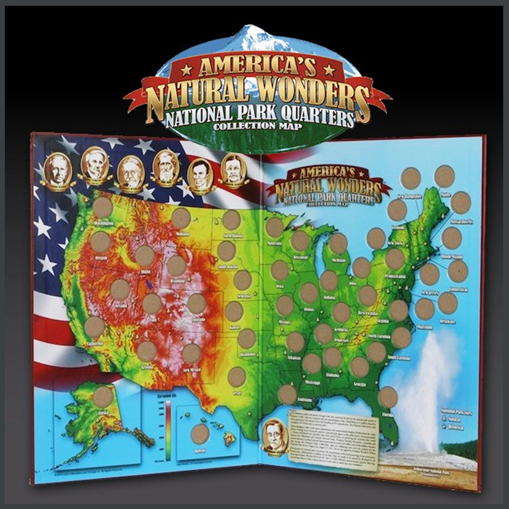America's Natural Wonders National Park Quarters Collection Map