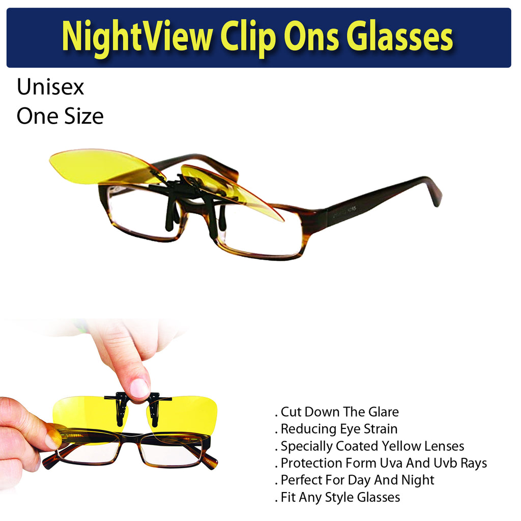 Amazon Night Driving Glasses Night Vision Clip-On Glasses (Yellow
