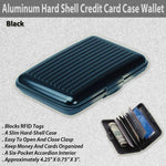 Aluminum Hard Shell Credit Card Case Wallet - RFID Blocking (Black)
