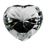 Glass Diamond Heart Jewel Paperweight- Clear (80mm)