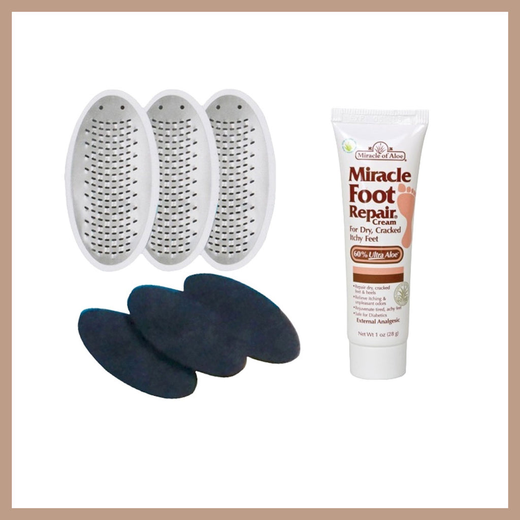 Replacement Blades with Emery Pads, and Miracle Foot Repair Cream Fast Relief for Dry Cracked Itchy