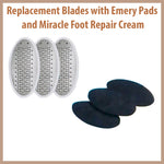 Replacement Blades with Emery Pads, and Miracle Foot Repair Cream Fast Relief for Dry Cracked Itchy