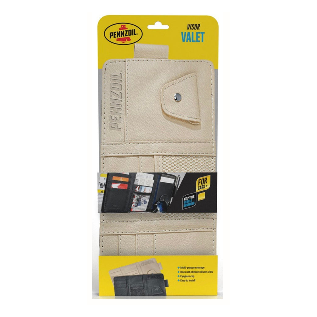 Pennzoil Visor Valet - Convenient Car Organization Solution (Tan)