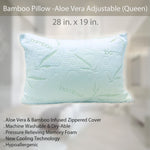 Bamboo Pillow -Aloe Vera Adjustable (Queen) 28 in. x 19 in.