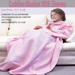 Cuddlee Blanket With Sleeves- Fleece Blanket (Hot Pink)