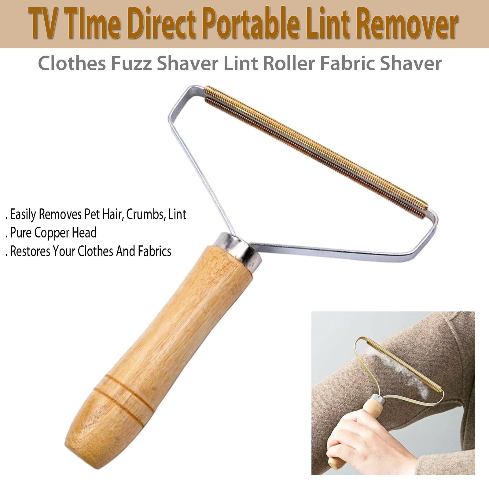 TV TIme Direct Portable- Lint Remover Fuzz Shaver Roller